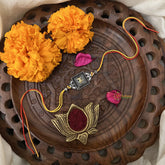 Vriksham Rakshabandhan Sliver Plated Square with Ganapati Rakhi-RB173
